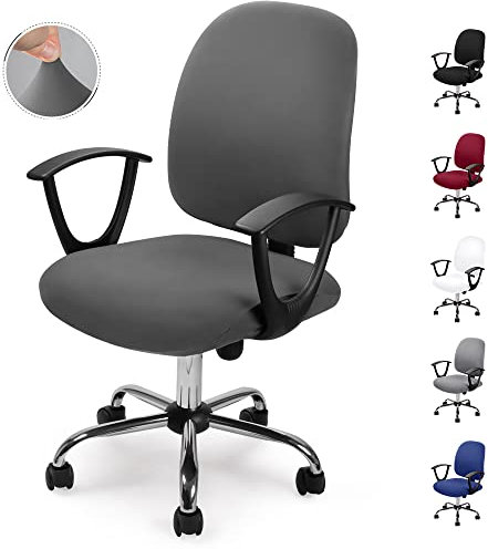 Computer ufficio sedia della copertura coprisedia elasticizzato rimovibile Copertina Cover da Sedile Coprisedia separato in stile semplice e moderno, per sedie da ufficio girevoli-No Sedia (Grigio, 2)