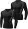 Terecey Kompressionsshirt Herren Langarm 2er-Pack Funktionsshirt Schnelltrocknendes und Atmungsaktiv Kompressions Oberteil Laufshirt Herren zum Training Laufen Radfahren Gym