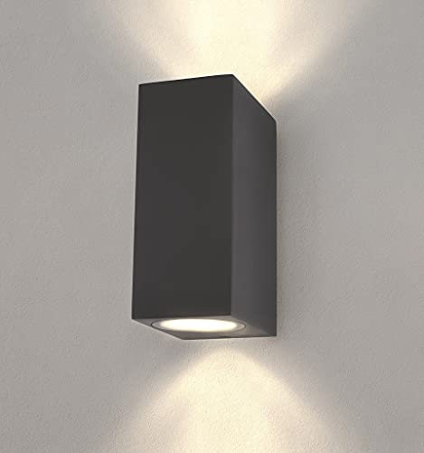Ledvion - LED Wandlampe Helene, Anthrazit, Quadrat, Mit 2x GU10 Up&Down, IP54