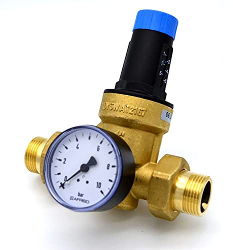 zbs24 Druckminderer für Wasser DN32-1 1/4 Zoll delphisXpert DRV mit Anschlussverschraubungen Aussengewinde - Handwerkerqualität DVGW geprüft - inkl. Manometer 0-10 bar