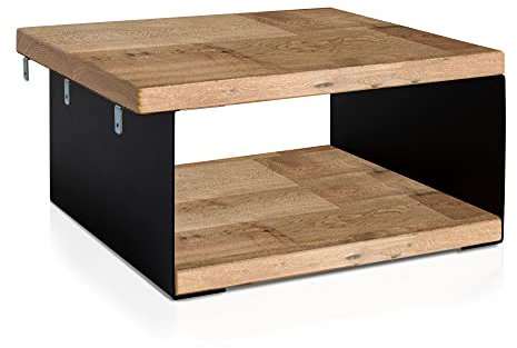 moebel-eins LÖWEN Nachtkommode, Material Massivholz/Metall, Wildeiche unbehandelt