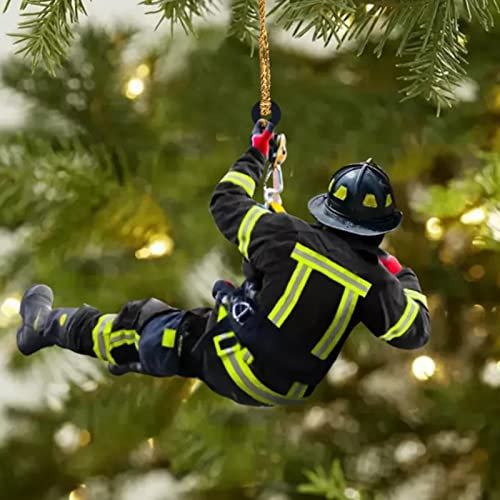 Weihnachten Deko,Acryl Feuerwehrmann Anhänger Weihnachtsschmuck,Weihnachten Weihnachtsbaum Anhänger Dekoration Autospiegel Dekoration,Weihnachtsdeko Feiertagsdekoration