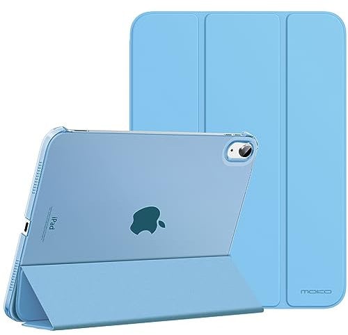 MoKo for iPad (A16) 11th Generation Case 11 Inch 2025, iPad 10th Generation Case 10.9 Inch 2022, Slim Stand Hard PC Translucent Back Shell Smart Cover, Support Touch ID, Auto Wake/Sleep,Sunny Sky Blue