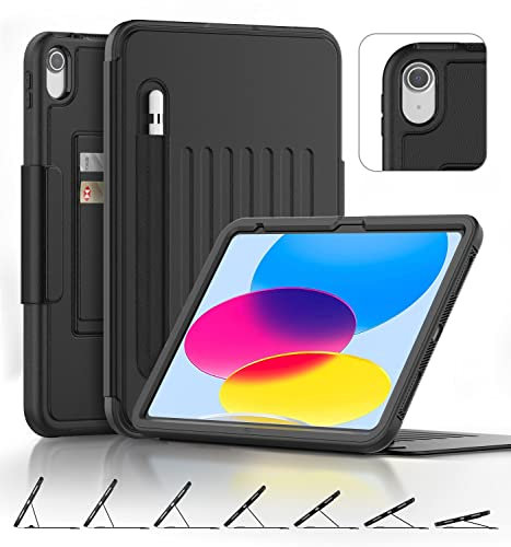 DAORANGE Funda para iPad (A16) 11.ª Generación 11 2025/iPad 10.ª Generación 10,9 2022, Funda de Cuero PU de Protección Completa con Soporte Multiángulo, Portalápiz y Auto Reposo/Activación (Negro)