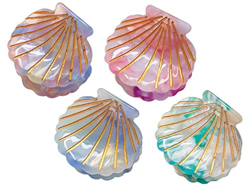 4 Pièces Fermoir à Cheveux Épingle à Cheveux De Plage Épingles à Cheveux Coquillages Barrettes Coquillages Pince à Griffe Étoile Femme Dété Clip Coup Bord De Mer Acide Acétique