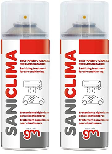 Magazzini GM SANICLIMA, Trattamento Sanificante Completo per Climatizzatori,kit Detergente 750ml + Igienizzante 400ml Spray per Casa e Auto (Kit Igienizzante x 2pz)