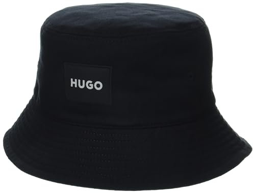 HUGO Damen Fischerhut mit quadratischem Logo, Baumwolle, Black Storm, L/XL
