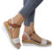 Générique Sandales Femme Été Chaussure Femme Talon Compensé Confortables Plateforme Nu-pieds Été Sandales Bout Ouvert Semelle Epaisse Comfy Semi Trailer Espadrilles Sandales