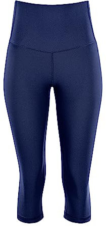 Winshape Damen Functional Comfort 3/4 -Tights Hwl217c “high Waist” Mit V-Shape Applikation Und Core-Bund Leggings, Dark-Blue, L EU