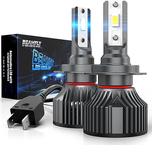 BEAMFLY Bombillas H7 LED 16000LM, Lampara Faros Delanteros Coche, Kit de Conversión Halógena 12V, 6000K Luces Blancas