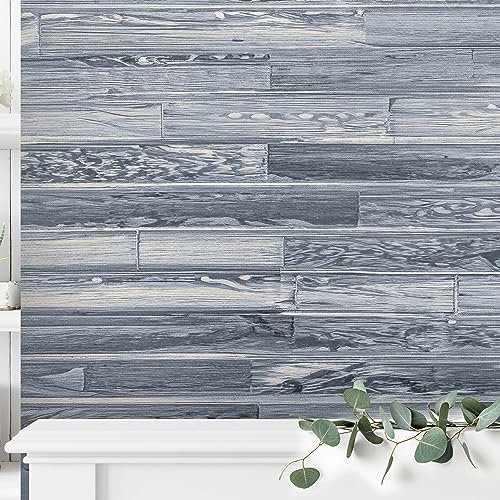 BoscoMondo Barnwood Wall Planks, Rustic Solid Wood Panels, Accent Wall Decor (5.5'' Wide, Gray)