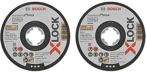 Bosch Professional 10 Stück gerade Trennscheibe Standard (für Inox, X-LOCK, Ø115 mm, BohrungsØ: 22,23 mm, Dicke:1 mm) (Packung mit 2)