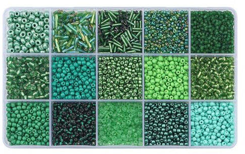 Basigeese 141376pcs Green 3mm Round Glass Bead Kit for Jewelry Making | 2/3/4mm Embroidery Beads for DIY Bracelet Necklace Kit