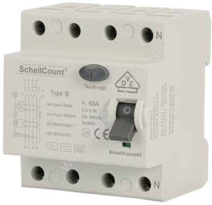 FI/RCD Typ B - Allstromsensitiv - 63A 4-Polig 0,3A / 300mA Fehlerstromschutzschalter VDE Zertifizierung