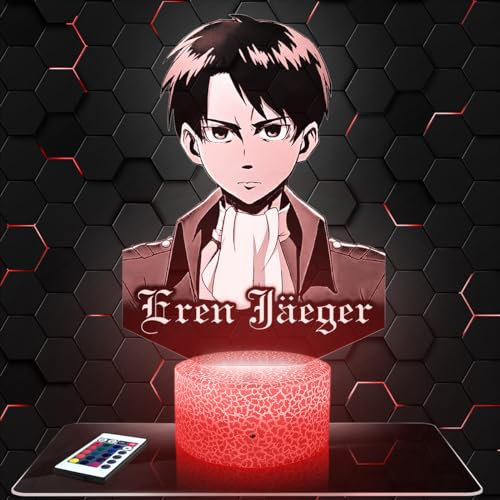 Lampephoto.fr Nachttischlampe - Touch-Nachtlicht Manga - Eren Jaeger 3D-LED-Lampe Illusion, Geschenkidee Weihnachten Geburtstag Junge und Mädchen Nachttischlampe Kinder- oder Erwachsenenzimmer