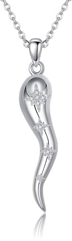 Italienische Horn Kette 925 Sterling Silber Glücks Horn Anhänger Halskette Cornicello Halskette Talisman Schutz Amulett Italienischer Horn Schmuck Geschenke für Damen Mädchen