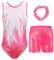 FEOYA Kinder Mädchen Ärmellose Turnanzug Schule PE Ballett Tanz Gymnastik Ärmellose Gymnastikanzug Ballett Tanz Trikots Tumbling Athletische Shorts Haar Band Set Tanzbekleidung M 7-8 Jahre