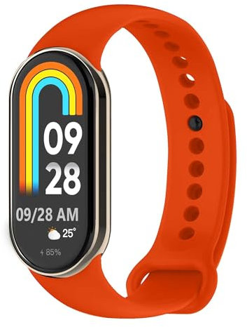 OcioDual Correa de Recambio Compatible con Xiaomi Mi Band 8, de color Rojo, Pulsera de Repuesto de Silicona Suave Flexible Sport Goma Transpirable