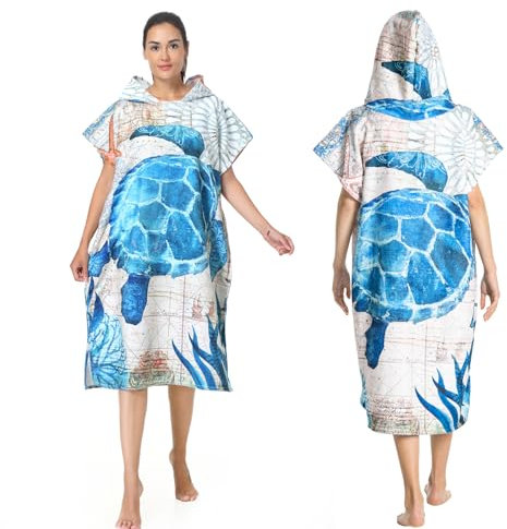MOKANI Badeponcho Damen & Herren, Ultraleicht Und Schnelltrocknend, Kapuze Surf Poncho Handtuch auf Surfen Schnorcheln Wassersport, Zugleich Umkleidehilfe Strand Erwachsene