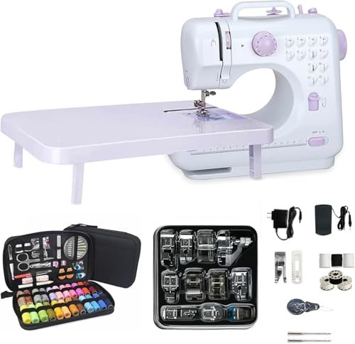 Dekaim Nähmaschinenpedal, Haushaltsnähmaschine, 505A All-Inclusive-Schaum + Erweiterungsplatine + 11-teilige Nähfüße + 97-teiliges Nähset (Lila)