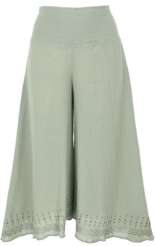 GURU SHOP Palazzohose, 3/4 Hosenrock, Bedruckte Natürliche Schlaghose, Sommerhose, Rosenholz_1_2, Baumwolle, Size:M (40)
