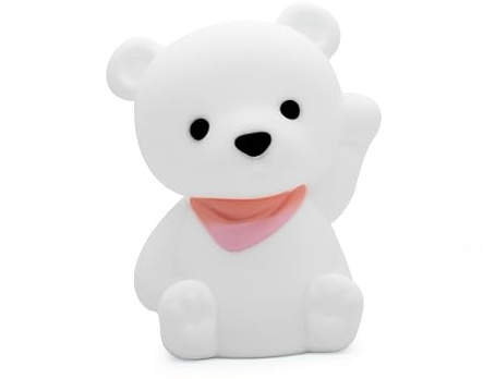[D]hink DHINK - Wiederaufladbares LED-Nachtlicht, Bär, Nachtlampe, Silikon, für Baby- und Kinderzimmer, Nachttischlampe, Kinder, Geschenk zur Geburt, Weiß