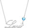 Kraven Damen Kette mit Namen Blauer Geburtsstein-Anhänger Halskette Namenskette Geschenk Personalisiert Damenkette Buchstaben Kette Geschenkidee für Frauen Teenager Mädchen Tochter (Lena)
