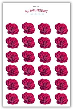 Cake Topper Edible 40 Red Roses Flowers Pre-cut Premium Thick Sweet Wafer Card Standing Cupcake Toppers Birthday Party Cake Decorations