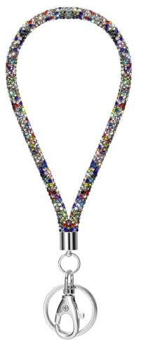 Soleebee Kartenhalter Armbänder, Bling Strass Schlüsselband Lanyard mit Schlüsselring Kristall Armband Damenbänder Armbänder Kit für Schlüsselanhänger ID-Kartenhalter (Bunt)