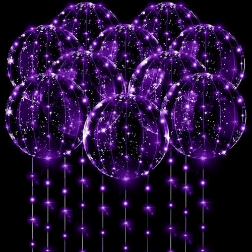 10 Pack LED Luftballons, 24 Zoll Leuchtende Ballons Mit Licht, Lichterketten für Geburtstag, Valentinstag, Party Dekor