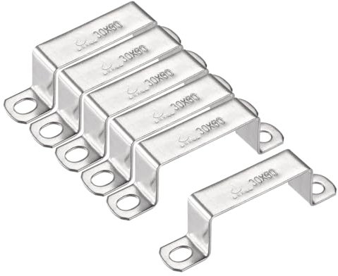 TA-VIGOR 6Pcs U Shaped Connector Bracket, 60mm x 30mm Stainless Steel Bracket Stainless Steel Pipe Clamp, Heavy Duty Conduit Clamps for Door Closed Bar Holder Strut, Pipe Tube Wire Fixing