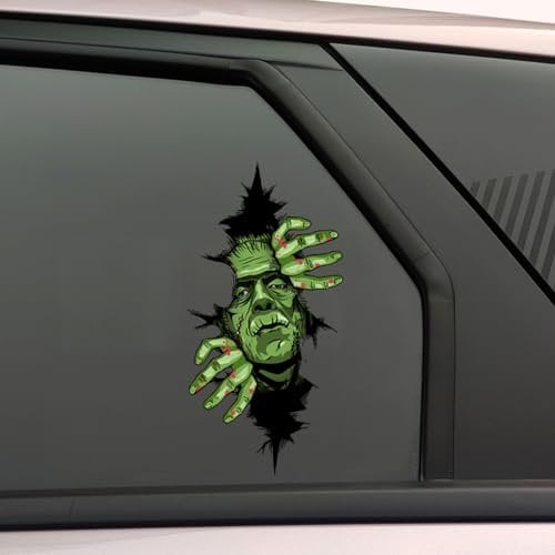 Halloween-Horror-Figuren, Aufkleber für Autos, 3D-Horror-Film-Charaktere, wasserdicht, gruselig, Vinyl-Aufkleber für Stoßstange, Autofenster-Aufkleber (grünes Monster)