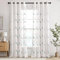 EMEMA Voile Vorhang Wohnzimmer mit Ösen Transparente Blätter Muster Schöne Stickerei Gardinen Fenster Vorhang 2er Set Modern Schlafzimmer Vorhänge Jeder H 225 X B 140 cm Blätter Blau