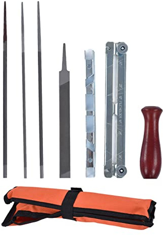 Chainsaw Sharpener File Set, 8Pcs Kit with Gauge Handle, High Hardness Alloy Steel, for Woodworking and Home Use