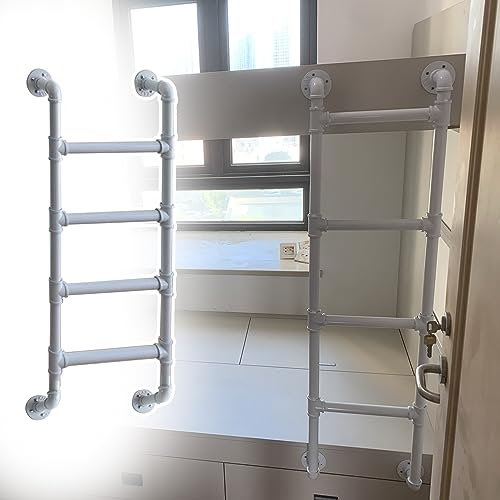 Trittleitern, Wandleiter für Etagenbett, Heimdekor und Regale, einfache Installation von Stehleitern, Starkes, verdicktes Metallrohr für sicheres Klettern (Farbe: Weiß, Größe: 130 cm (51 1/8