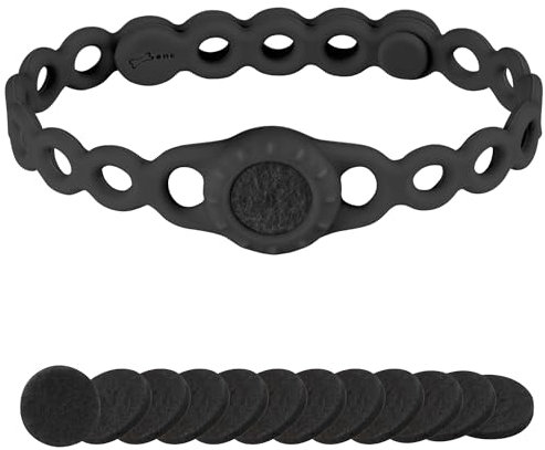 BONE Duftkette Aromatherapie Diffusor Elastisches Silikonarmband Armbänder für Frau Männer, Paare, Geschenk (2 Pack-Schwarz)