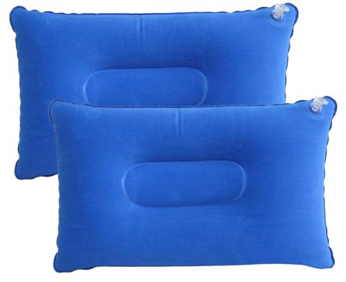 GXGM 2 Stück 34 * 22CM Kissen aufblasbar,nackenkissen aufblasbar,Aufblasbares kopfkissen,Aufblasbares Kissen Camping Reisekissen Luftkissen Kopfkissen, Nackenkissen Strandkissen(Blau)