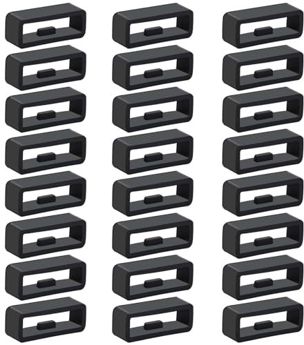 24 Stück Silikon Uhrenarmband Schlaufe, Schwarz Ersatz Uhrenband Schlaufe Uhrenarmband Unisex Armbanduhr Schlaufe Verschlussring Ersatz Schlaufen für Uhrenarmband 18/20/22mm Uhrenarmband Halter Keeper