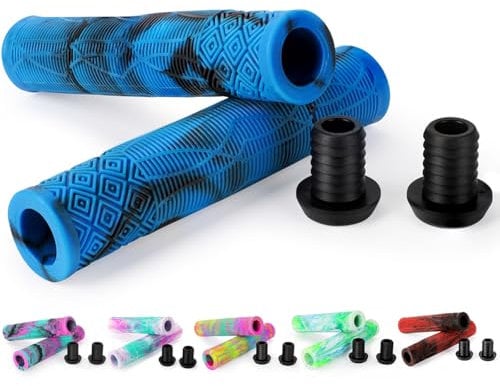 Scooter Griffe - 160mm Stunt Scooter Fahrrad Griffe Grips Lenkergriffe - Mixed Color Lenker Griffe für Stunt Scooter BMX MTB Bike (Schwarz/Blau)