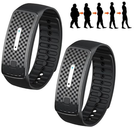 2 Stück Ultraschall Armband Zum Abnehmen Damen Ultraschall Armband Erfahrungen Fettverbrennende Ultraschall Armband Verstellbares Design,Wasser-und Schweißfest,für Damen Herren(Schwarz)