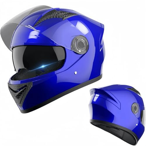 pykaaiiu Motorradhelm, Klapphelm mit Bluetooth, Integralhelm, Sturzhelm, leicht, atmungsaktiv, geeignet für Erwachsene Damen Herren Naturfasern, Kunststoffe Einheitsgröße(D)