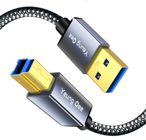Yeung Qee USB 3.0 A to B Cable 3M,Nylon Braided USB 3.0 Cable Type A Male to B Male Printer Cable Compatible with Docking Station, External Hard Drivers, Scanner and More (3M)