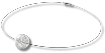 VETRORICERCA - Girocollo Selene in Vetro Borosilicato con Filamenti Argentati - Pallina Piccola - Lunghezza 60cm - Design Italiano Artigianale - Made in Italy