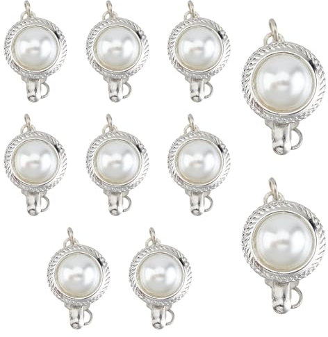 SUPERFINDINGS 10 pezzi rotonda lega perla scatola chiusura perla intarsio lega perla scatola chiusura collana collana orecchini di perle sintetiche antiche