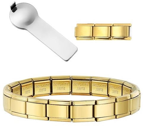 DXPETA Italian Charm Bracelets, Gold Italian Charm Bracelet, Italian Charm Bracelet Gold, Italian Charm Bracelet, With Connector Tool Stainless Steel For Women Men Son Daughter Gift Gold丨Silver