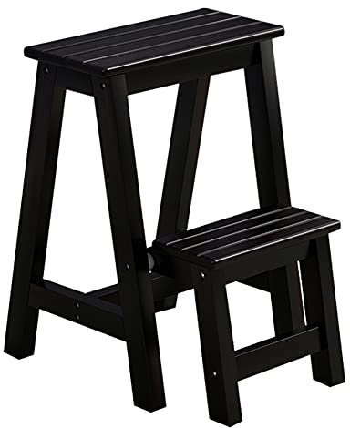 OZBMA Escabeau Pliable en Bois, escabeau de Cuisine, Tabouret Pliant en Bois/Noir (Noir)