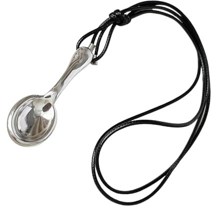 LUOFENG Handcrafted Silver Spoon Necklace Trendy Silver Spoon Neck Jewelry Handcrafted Knot Cord Neckchain for Fashion Lovers