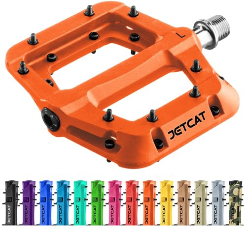 JETCAT MTB Pedale Flat - Flat Pedale, Fahrradpedale für BMX/MTN/Road/Gravel/E-Bike, BMX Pedale, Plattformpedale, Ersatz für Erwachsene & Kinder - Orange 9/16