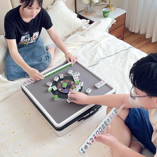 Elektrischer Mahjong-Tisch (MinigrößE 53 Cm) + Bietet Platz FüR 2–5 Personen, Automatisch Mischender Mah-Jong-Tisch + 144 Magnetische Spielsteine, FüR Drinnen Und DraußEn