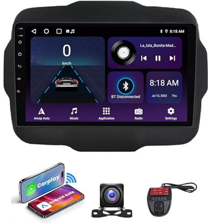 Autoradio HYMLMY 9 Pollici 2 DIN Android 13 Radio per J-eep Renegade 2016-2020 Riproduzione Wireless 4G Integrata Navigazione GPS DSP FM RDS Radio Dab+ Bluetooth 4G WiFi SWC + Crema DVR (NF-3)